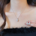 Korean Light Luxury Faux Pearl Zircon Flower Ear Cuff Necklace Jewelry Set For Women view 3