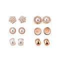 2026 New Light Luxury Faux Pearl Geometric Round Stud Earrings Jewelry Set For Women view 5