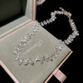 Korean Sweet Faux Crystal Round Geometric Necklace Light Luxury Fairy Collarbone Chain for Women view 4