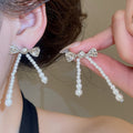 French Vintage Zircon Round Faux Pearl Necklace Earrings Jewelry Set Light Luxury For Women view 3