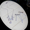 French Vintage Zircon Round Faux Pearl Necklace Earrings Jewelry Set Light Luxury For Women view 2