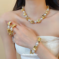 European American Style Plastic Irregular Pearl Jewelry Set With Quadrilateral Earrings Necklace Bracelet view 2