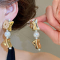 European American Style Plastic Irregular Pearl Jewelry Set With Quadrilateral Earrings Necklace Bracelet view 4