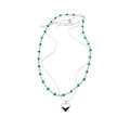 French Vintage Turquoise Stone Beaded Heart Necklace For Women Old Money Light Luxury Collar view 5