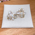 Light Luxury Faux Pearl Zircon Flower Stud Earrings With Silver Pins For Women view 2