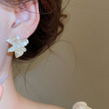 Light Luxury Faux Pearl Zircon Flower Stud Earrings With Silver Pins For Women view 3