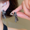 European Style Alloy Rhinestone Knot Stud Earrings With Silver Pins For Women view 4