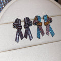 European Style Alloy Rhinestone Knot Stud Earrings With Silver Pins For Women view 3