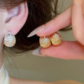 18K Gold Plated Copper Zircon Flower Stud Earrings With Silver Posts For Women Minimalist Style view 1