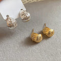 18K Gold Plated Copper Zircon Flower Stud Earrings With Silver Posts For Women Minimalist Style view 4