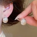 18K Gold Plated Copper Zircon Flower Stud Earrings With Silver Posts For Women Minimalist Style view 3