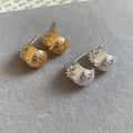 18K Gold Plated Copper Zircon Flower Stud Earrings With Silver Posts For Women Minimalist Style view 2