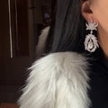 Luxury Vintage Copper Leaf Flower Zircon Tassel Drop Earrings For Women view 2