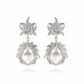 Luxury Vintage Copper Leaf Flower Zircon Tassel Drop Earrings For Women view 5