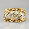Old Money Style Hollow Metal Zircon Ring With Twisted Rope Edge, Wax Set Statement Jewelry view 2