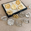 European American Style Vintage Flower Iron Open Bracelet And Ring Jewelry Set For Women view 2