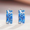 Blue And White Porcelain Lotus Ear Cuffs For Women, Vintage Chinese Style Painted Oil Jewelry Earrings view 2