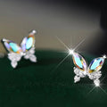 Exquisite Butterfly Stud Earrings With Colorful Gradient Zircon, Sweet Sparkling Women Jewelry view 2