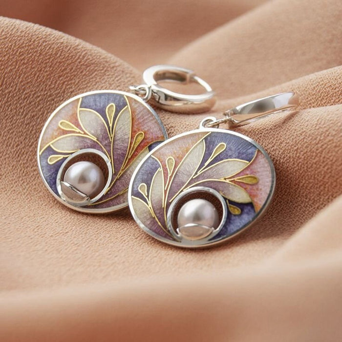 Elegant Pastoral Drop Earrings For Women With Tiny Rice Pearl Forest Style UV Coated Jewelry