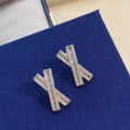 Light Luxury Cross Stud Earrings With X Trapezoid Square Zircon Bow Elegant Classic Jewelry view 3