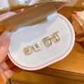 Copper T Letter Zircon Flower Stud Earrings Light Luxury Sweet Elegant Chic Jewelry for Women view 1