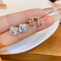 Copper T Letter Zircon Flower Stud Earrings Light Luxury Sweet Elegant Chic Jewelry for Women view 3