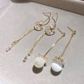 Light Luxury Chinese Style Geometric Round Cat Eye Stone Zircon Shell Stud Earrings For Women view 3