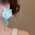 Bohemian Fabric Flower Stud Earrings For Women Beach Vacation Floral Resort Style Jewelry view 3