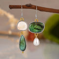 Bohemian Ethnic Vintage Drop Earrings For Women, Hong Kong Style Faux Pearl Sticker Earrings view 3