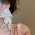French Lace Flower Tassel Drop Earrings Sweet Fairy Floral Stud Style For Girls view 3