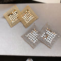 Luxury Copper Diamond Hollow Sequin Stud Earrings With Silver Posts, Minimalist European Style view 4