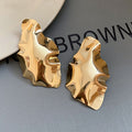 Vintage Irregular Crumpled Iron Metal Stud Earrings With Silver Pins For Women view 4