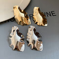 Vintage Irregular Crumpled Iron Metal Stud Earrings With Silver Pins For Women view 2
