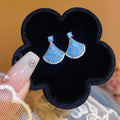 Korean Style Copper Zircon Fan Shaped Stud Earrings With Silver Posts Geometric Elegant Jewelry view 3