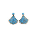 Korean Style Copper Zircon Fan Shaped Stud Earrings With Silver Posts Geometric Elegant Jewelry view 5