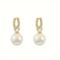 Luxury Micro Pave Zircon Faux Pearl Hoop Earrings, Detachable Designer Statement Jewelry view 2