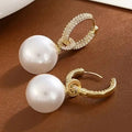 Luxury Micro Pave Zircon Faux Pearl Hoop Earrings, Detachable Designer Statement Jewelry view 3