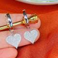 Micro Pave Zircon Heart Drop Earrings For Women, Elegant Light Luxury Heart Jewelry view 2