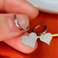 Micro Pave Zircon Heart Drop Earrings For Women, Elegant Light Luxury Heart Jewelry view 3