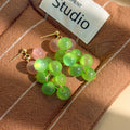 Light Luxury Summer Translucent Acrylic Grape Cluster Beaded Gold Alloy Pearl Stud Drop Earrings view 4