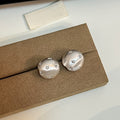 Luxury Matte Gold Silver Half Dome Studs With Starry Zircon Rhinestone Accents Women Fashion Earrings view 4