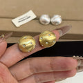 Luxury Matte Gold Silver Half Dome Studs With Starry Zircon Rhinestone Accents Women Fashion Earrings view 3