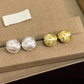 Luxury Matte Gold Silver Half Dome Studs With Starry Zircon Rhinestone Accents Women Fashion Earrings view 2