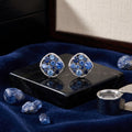 Luxury Elegant Hollow Square Blue Crystal Zircon Rhinestone Silver Needle Statement Stud Earrings view 4