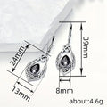 Leaf Drop Earrings For Women, Hollow Black Stone Dangle Earrings With Dark Heart Design view 4