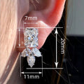Elegant Princess Cut CZ Stud Earrings With Leaf Design, Luxury Daily Fashion Accessories view 4