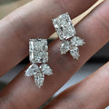 Elegant Princess Cut CZ Stud Earrings With Leaf Design, Luxury Daily Fashion Accessories view 2