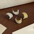 Luxury Rhinestone Geometric Letter A C Stud Earrings For Women, Sparkling Silver Needle Zircon Earrings view 2