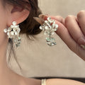 Vintage Ethnic Irregular Flower Alloy Stud Dangle With Clear Crystal Cube Charm Elegant Women's Earrings view 1