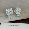 Vintage Ethnic Irregular Flower Alloy Stud Dangle With Clear Crystal Cube Charm Elegant Women's Earrings view 4